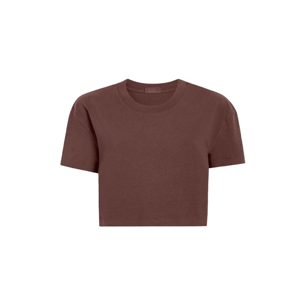 Nuuds Women's Vintage Coffee Cotton Cropped Tee Sz XL